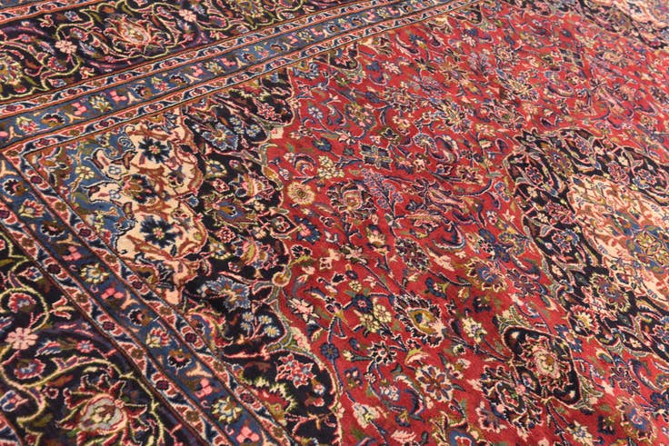 Detail image of 9' 10 x 13' Hand Knotted Mashad Persian Wool Rug