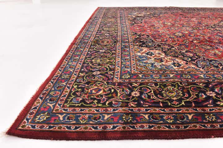 9' 10 x 13' Hand Knotted Mashad Persian Wool Rug