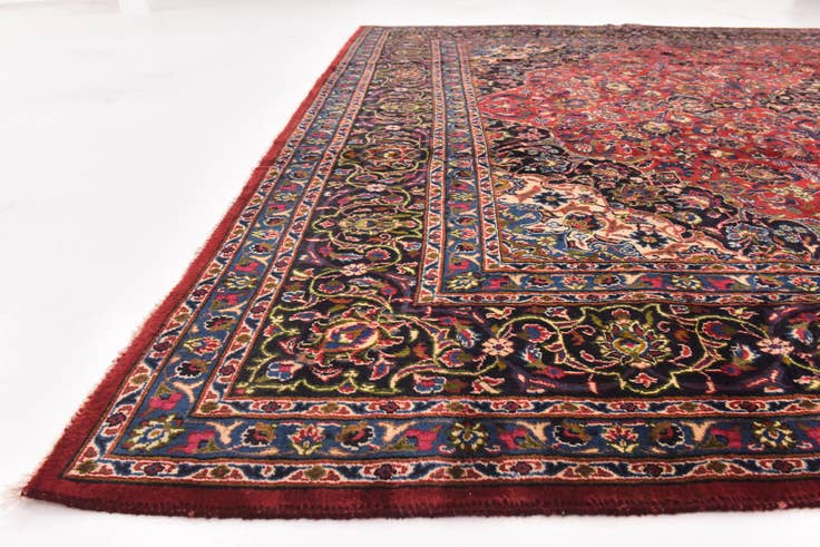Detail image of 9' 10 x 13' Hand Knotted Mashad Persian Wool Rug