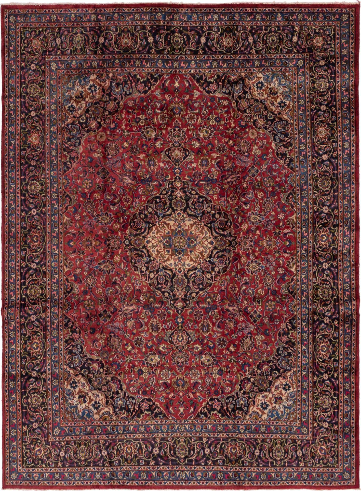 9' 10 x 13' Hand Knotted Mashad Persian Wool Rug