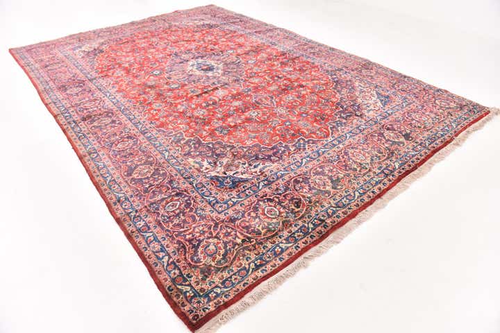 9' x 12' 10 Hand Knotted Mashad Persian Wool Rug