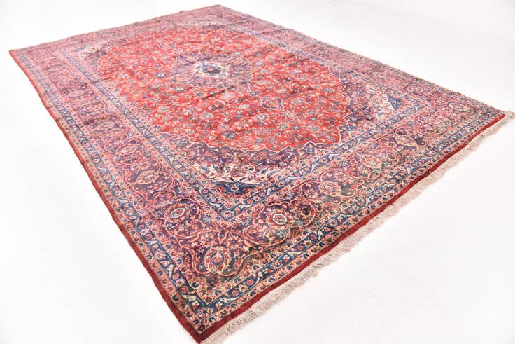 Detail image of 9' x 12' 10 Hand Knotted Mashad Persian Wool Rug