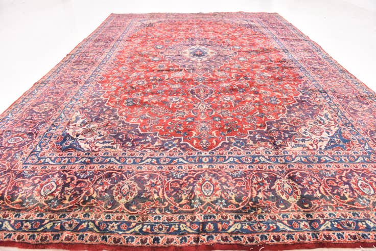 Detail image of 9' x 12' 10 Hand Knotted Mashad Persian Wool Rug