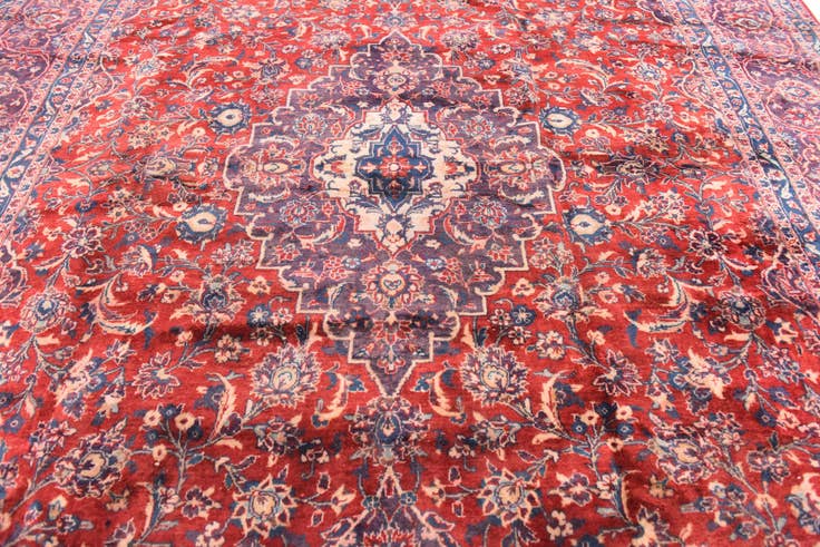 Detail image of 9' x 12' 10 Hand Knotted Mashad Persian Wool Rug