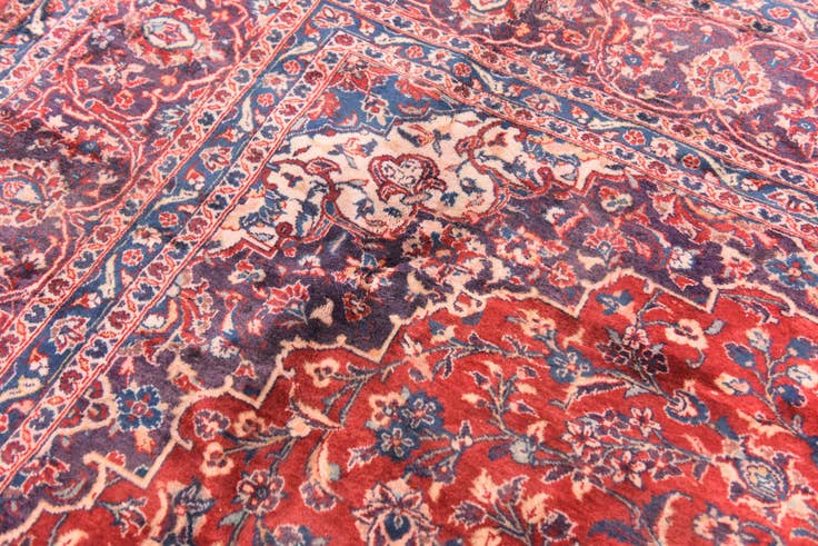 Detail image of 9' x 12' 10 Hand Knotted Mashad Persian Wool Rug
