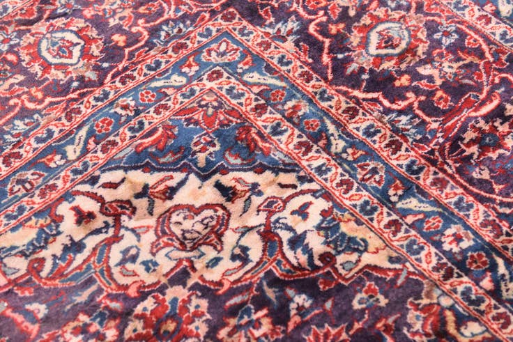 Detail image of 9' x 12' 10 Hand Knotted Mashad Persian Wool Rug