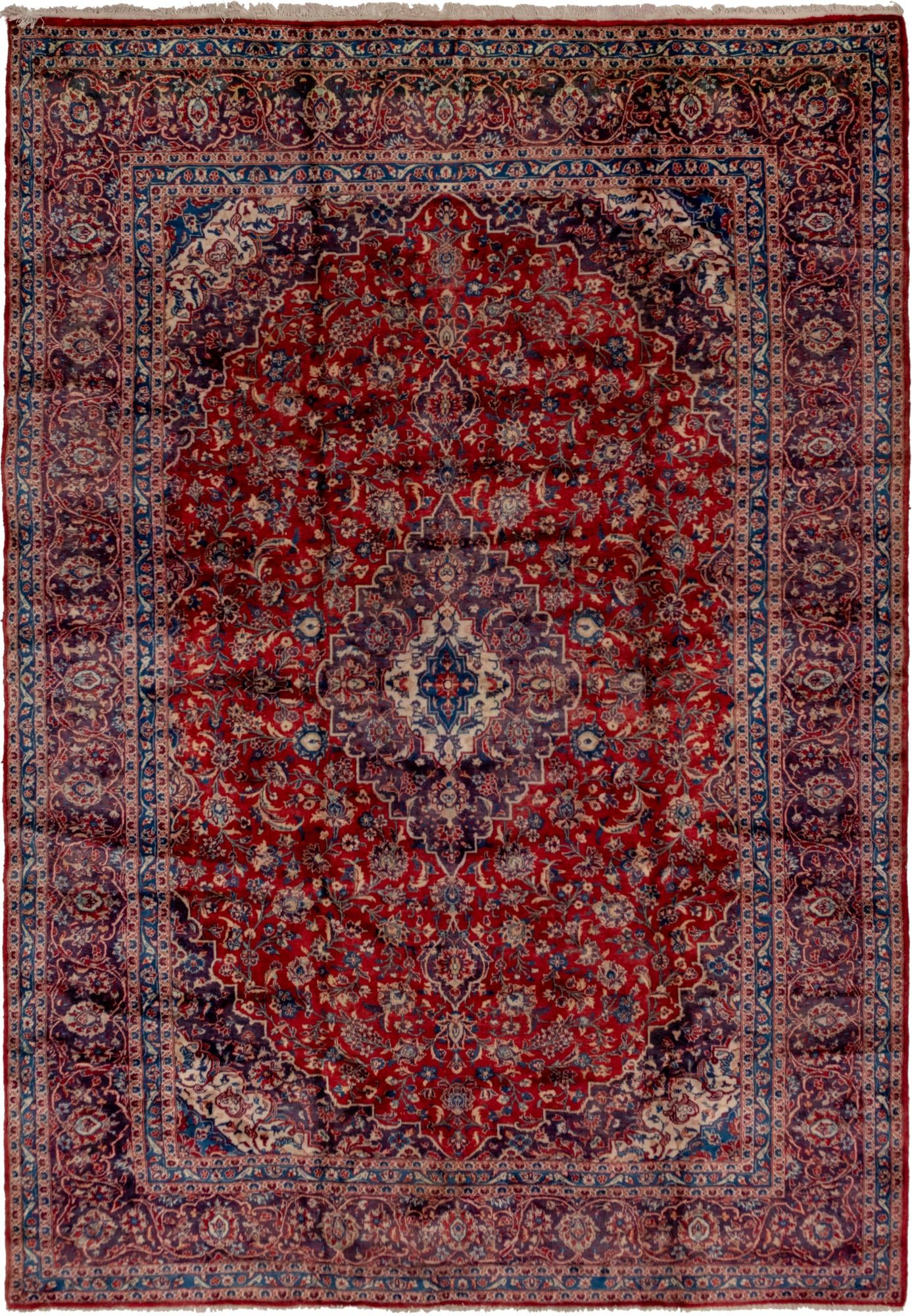 9' x 12' 10 Hand Knotted Mashad Persian Wool Rug