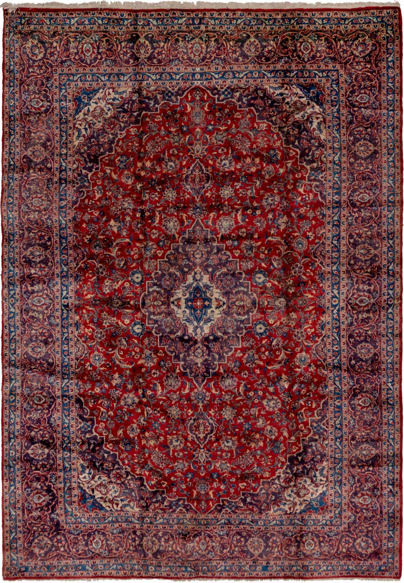 9' x 12' 10 Hand Knotted Mashad Persian Wool Rug