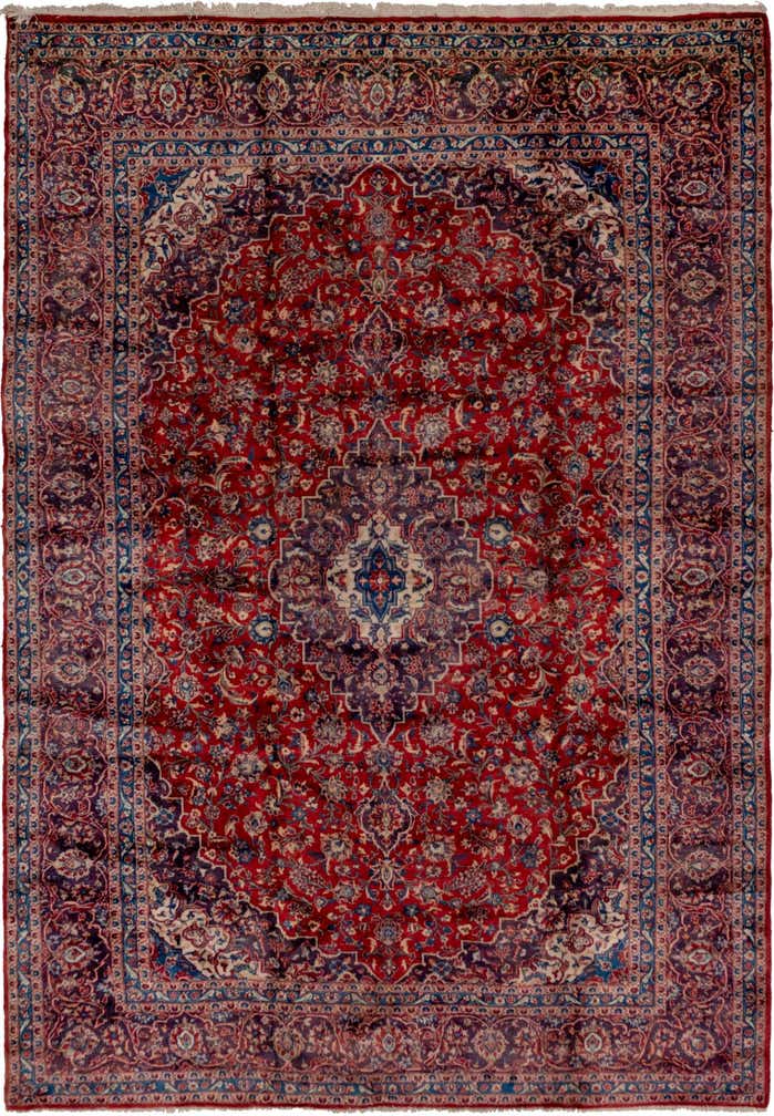 9' x 12' 10 Hand Knotted Mashad Persian Wool Rug