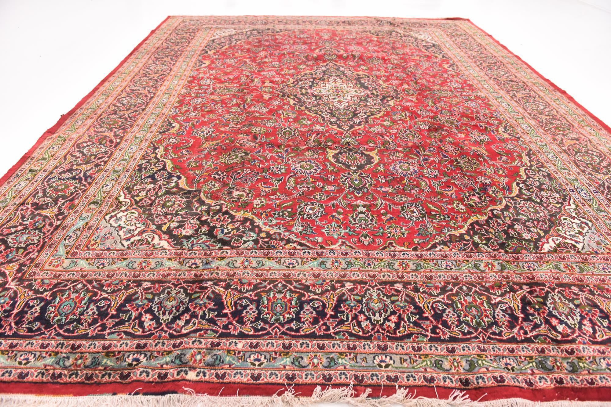 9' 8 x 12' 6 Hand Knotted Mashad Persian Wool Rug