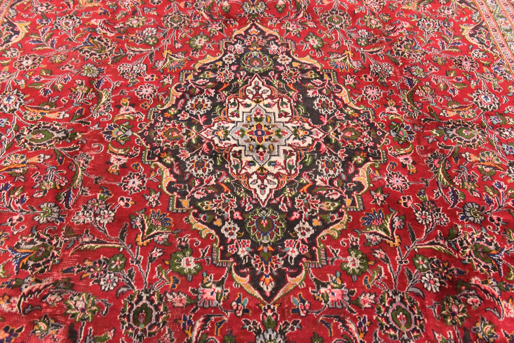 9' 8 x 12' 6 Hand Knotted Mashad Persian Wool Rug