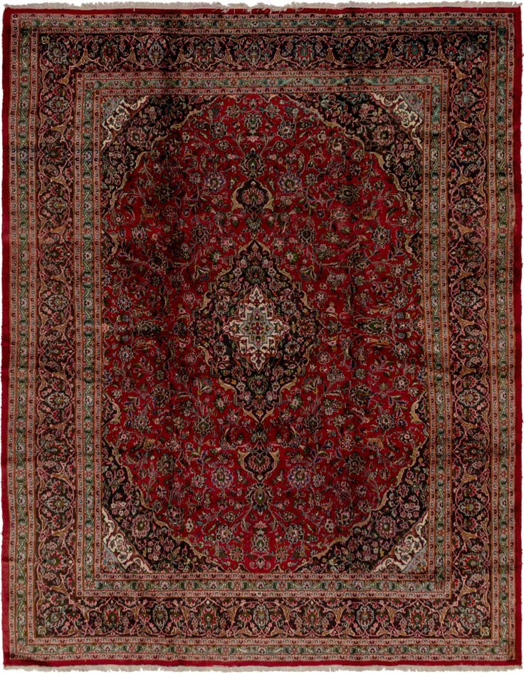 Detail image of 9' 8 x 12' 6 Hand Knotted Mashad Persian Wool Rug