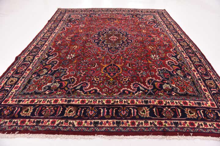 9' 8 x 12' 4 Hand Knotted Mashad Persian Wool Rug