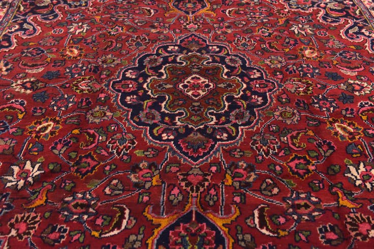 Detail image of 9' 8 x 12' 4 Hand Knotted Mashad Persian Wool Rug