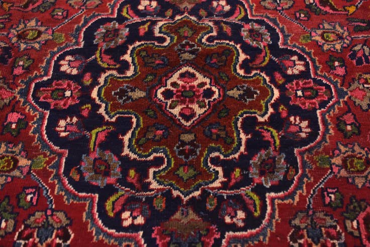 Detail image of 9' 8 x 12' 4 Hand Knotted Mashad Persian Wool Rug