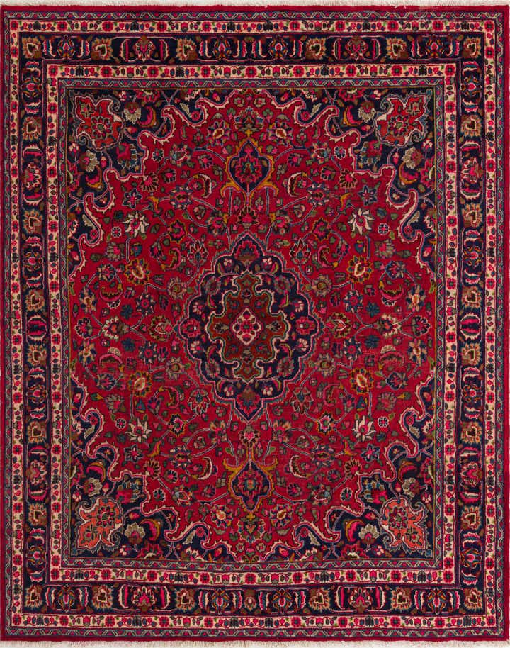 9' 8 x 12' 4 Hand Knotted Mashad Persian Wool Rug
