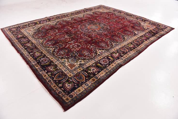 Detail image of 9' 8 x 12' 7 Hand Knotted Mashad Persian Wool Rug