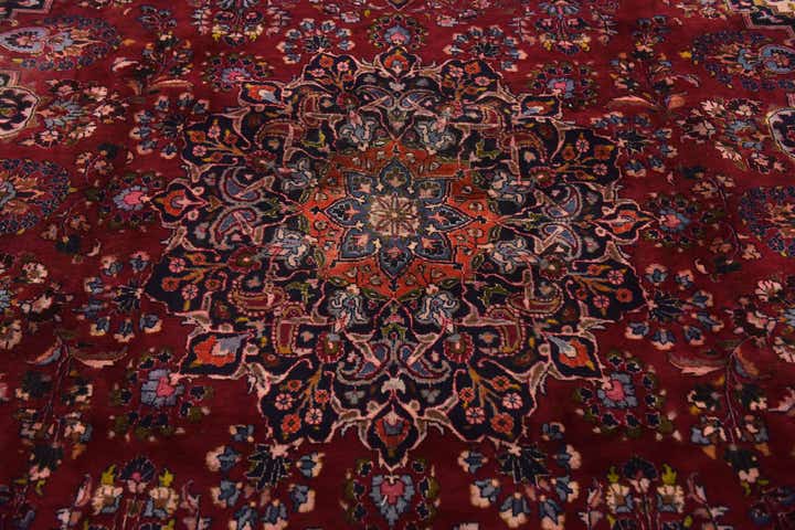 9' 8 x 12' 7 Hand Knotted Mashad Persian Wool Rug