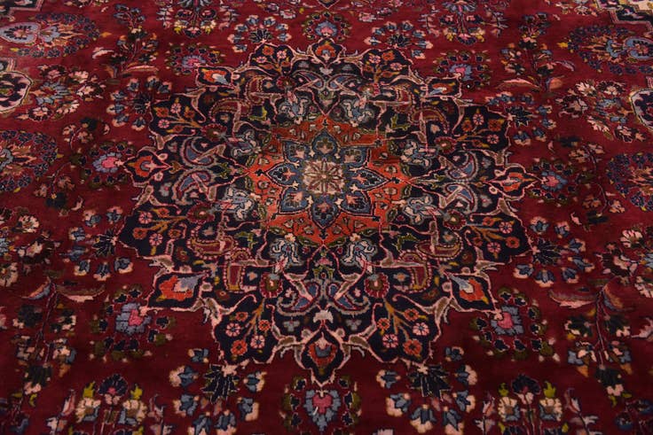 Detail image of 9' 8 x 12' 7 Hand Knotted Mashad Persian Wool Rug