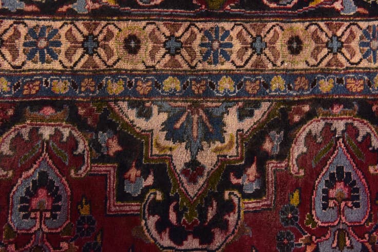 Detail image of 9' 8 x 12' 7 Hand Knotted Mashad Persian Wool Rug