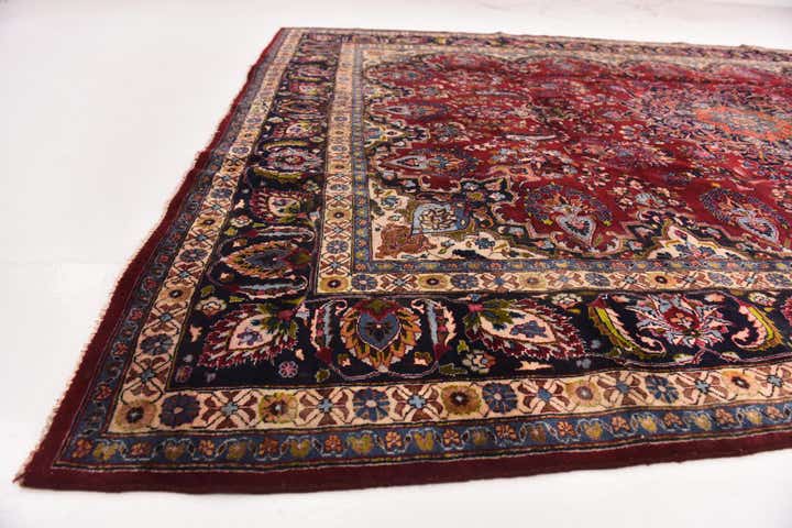 9' 8 x 12' 7 Hand Knotted Mashad Persian Wool Rug