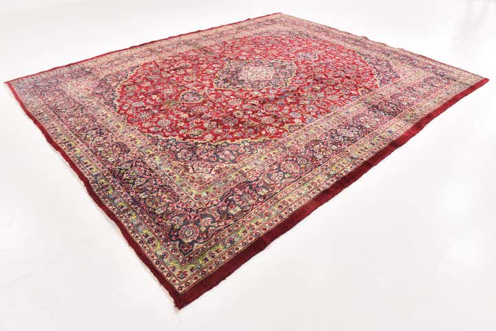 9' 9 x 11' 10 Hand Knotted Mashad Persian Wool Rug