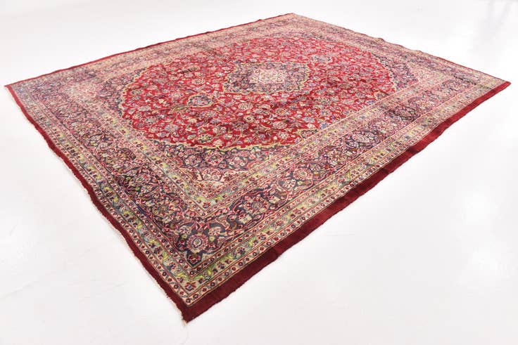 Detail image of 9' 9 x 11' 10 Hand Knotted Mashad Persian Wool Rug