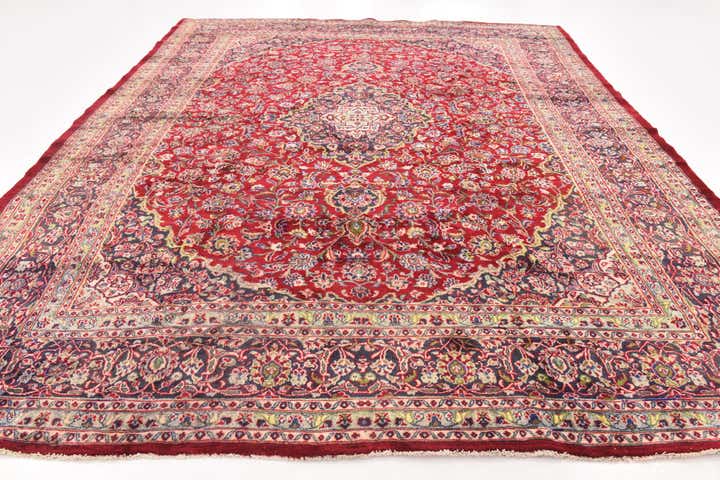 9' 9 x 11' 10 Hand Knotted Mashad Persian Wool Rug