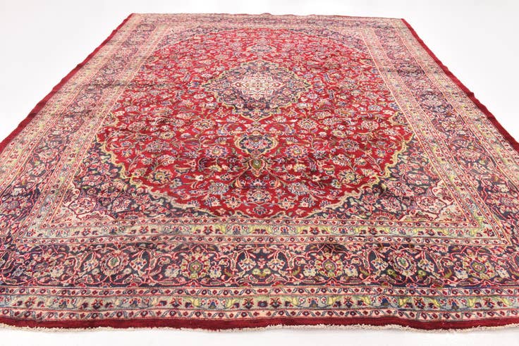 Detail image of 9' 9 x 11' 10 Hand Knotted Mashad Persian Wool Rug