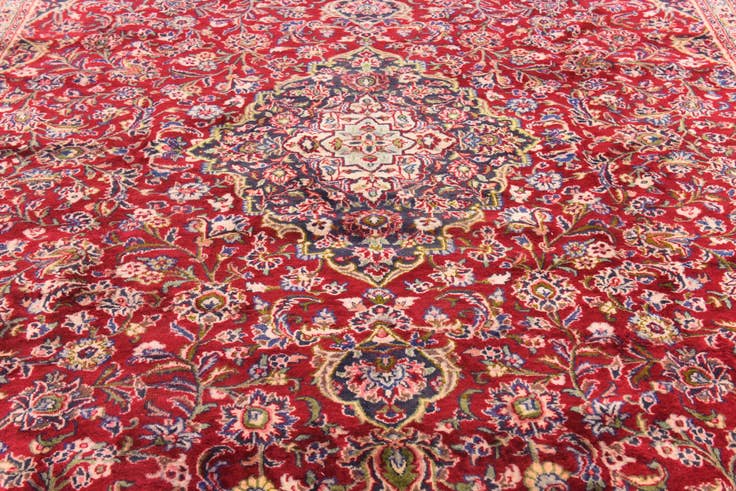 Detail image of 9' 9 x 11' 10 Hand Knotted Mashad Persian Wool Rug