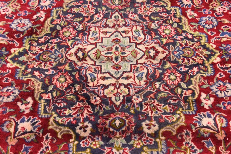 Detail image of 9' 9 x 11' 10 Hand Knotted Mashad Persian Wool Rug