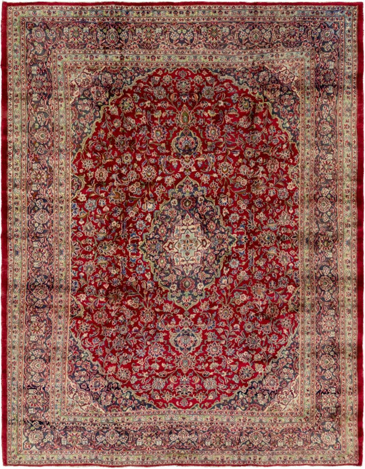 Detail image of 9' 9 x 11' 10 Hand Knotted Mashad Persian Wool Rug