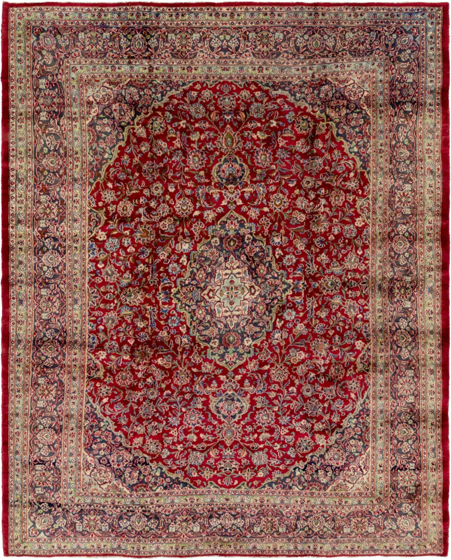9' 9 x 11' 10 Hand Knotted Mashad Persian Wool Rug