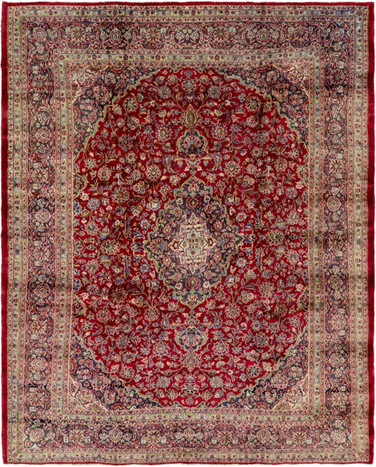 Detail image of 9' 9 x 11' 10 Hand Knotted Mashad Persian Wool Rug