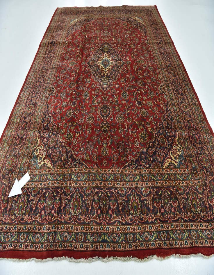 Detail image of 9' 7 x 12' 10  Hand Knotted Mashad Persian Wool Rug