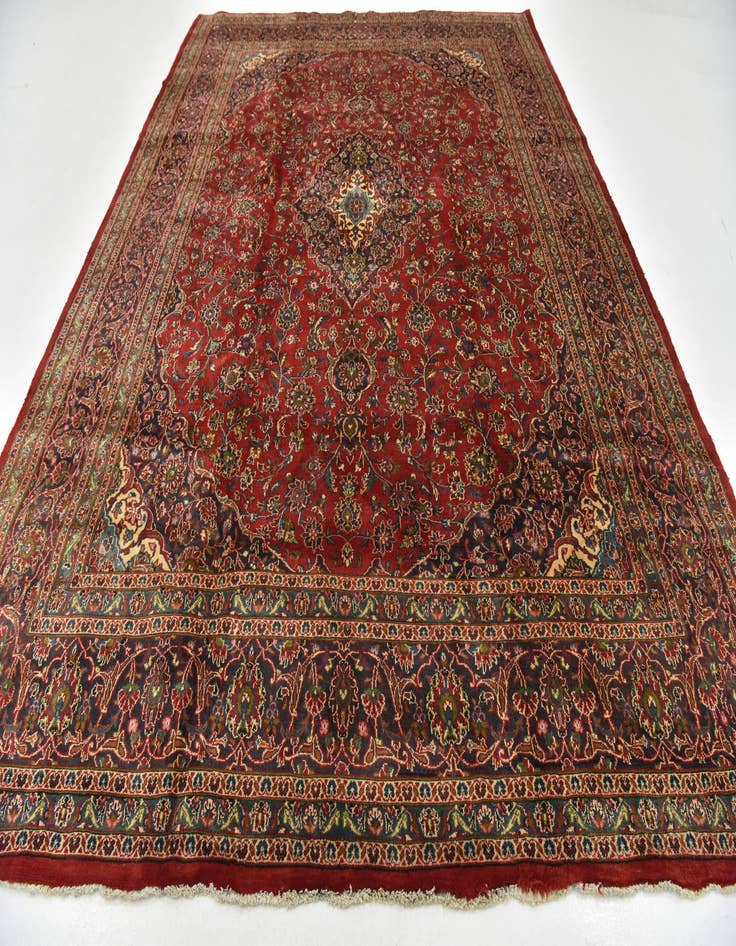 Detail image of 9' 7 x 12' 10  Hand Knotted Mashad Persian Wool Rug