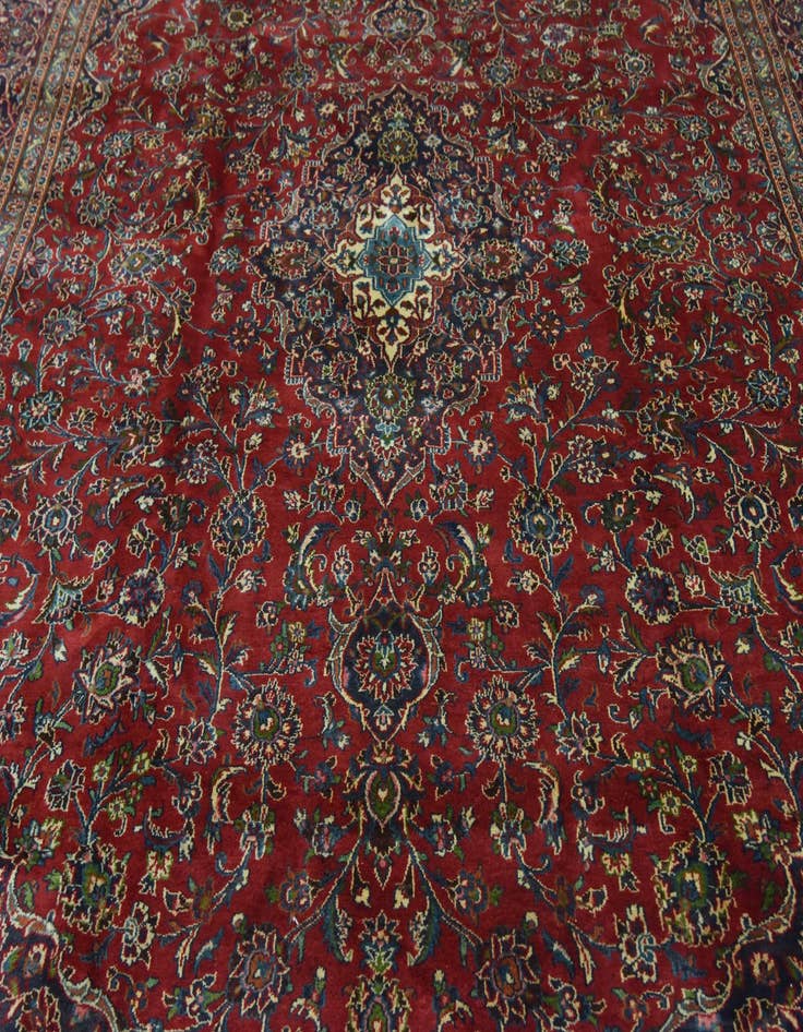 Detail image of 9' 7 x 12' 10  Hand Knotted Mashad Persian Wool Rug