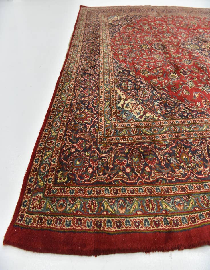 Detail image of 9' 7 x 12' 10  Hand Knotted Mashad Persian Wool Rug