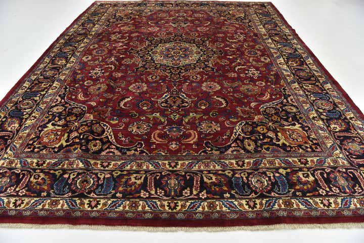 10' x 13' Hand Knotted Mashad Persian Wool Rug