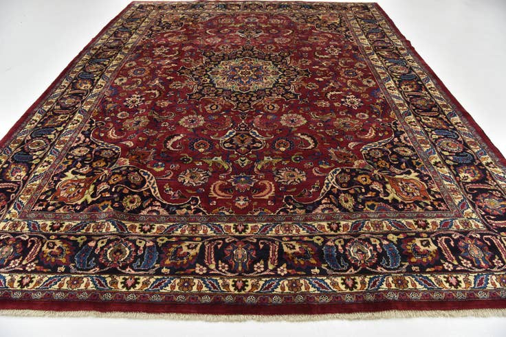 Detail image of 10' x 13' Hand Knotted Mashad Persian Wool Rug