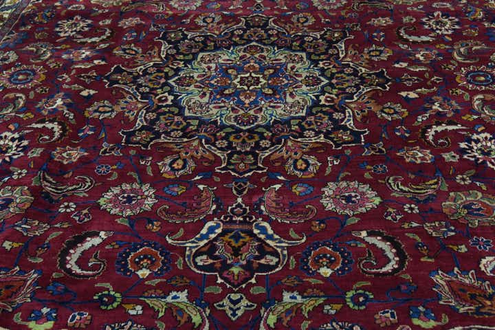 10' x 13' Hand Knotted Mashad Persian Wool Rug
