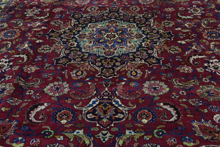 Detail image of 10' x 13' Hand Knotted Mashad Persian Wool Rug