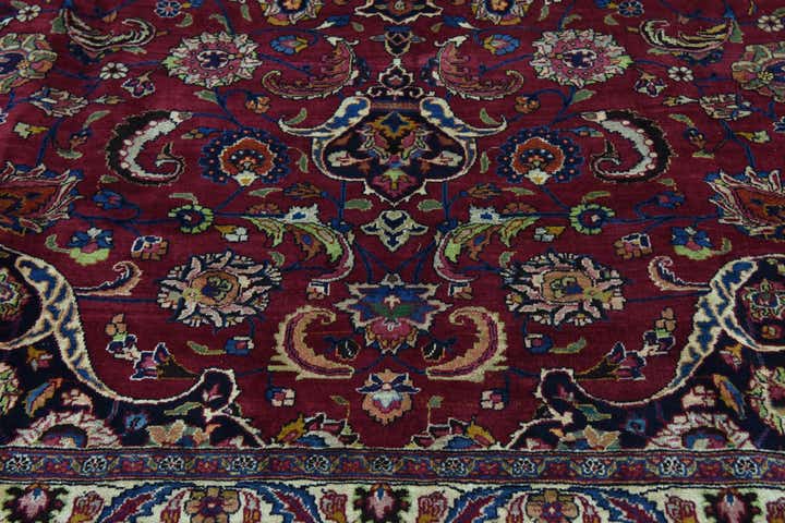 10' x 13' Hand Knotted Mashad Persian Wool Rug