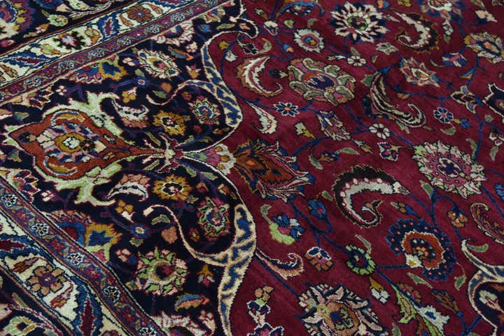 10' x 13' Hand Knotted Mashad Persian Wool Rug