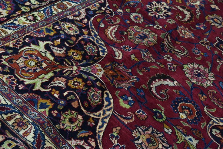 Detail image of 10' x 13' Hand Knotted Mashad Persian Wool Rug