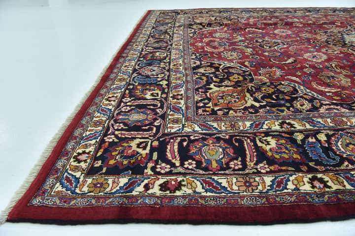 10' x 13' Hand Knotted Mashad Persian Wool Rug