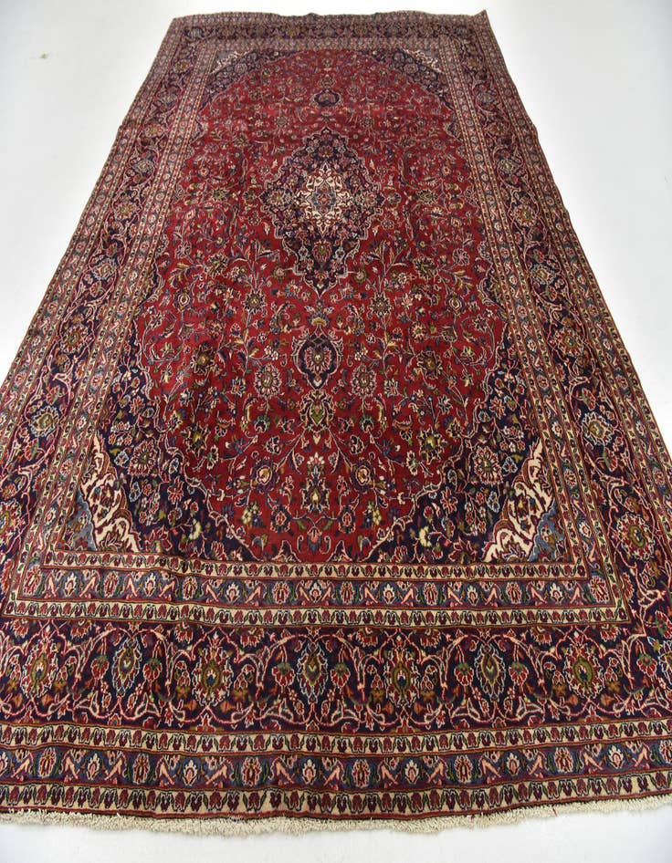 Detail image of 9' 7 x 12' 4  Hand Knotted Mashad Persian Wool Rug