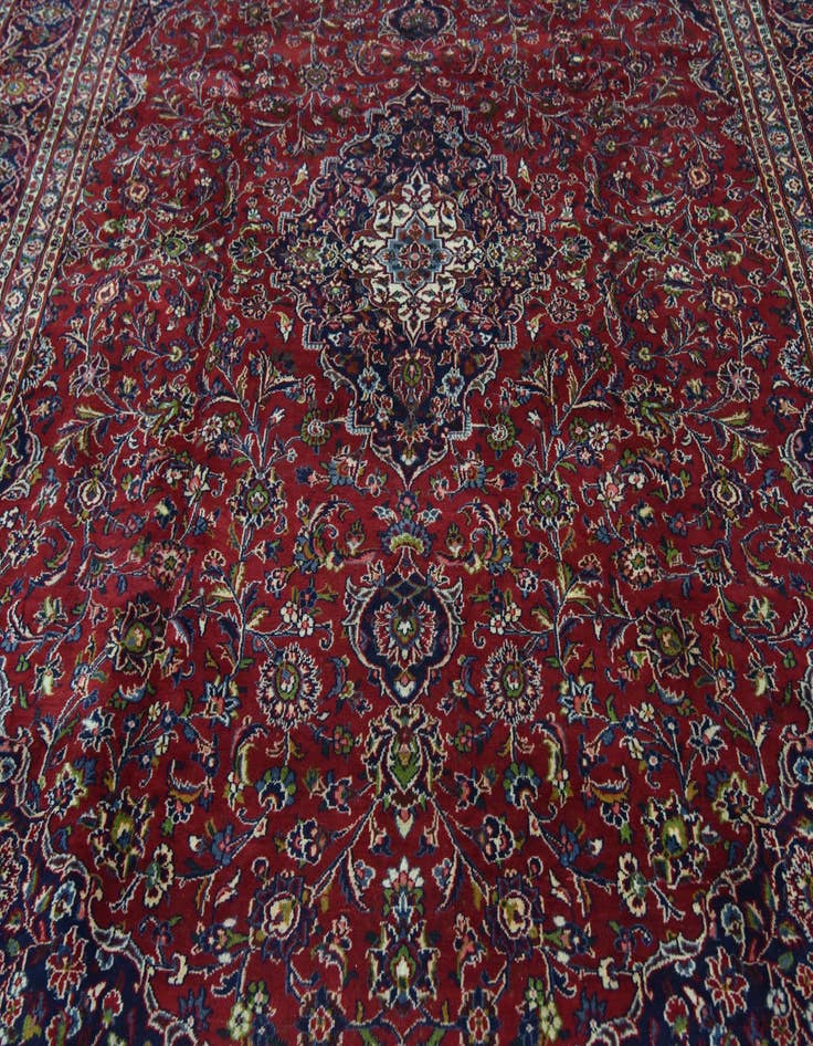 Detail image of 9' 7 x 12' 4  Hand Knotted Mashad Persian Wool Rug