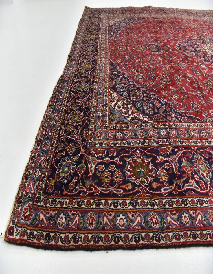 Detail image of 9' 7 x 12' 4  Hand Knotted Mashad Persian Wool Rug