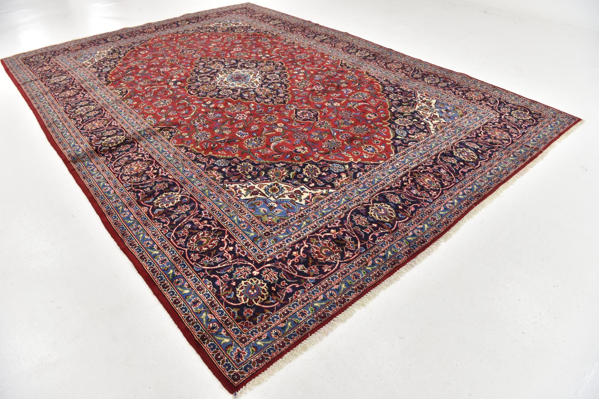 9' 5 x 13' 6 Hand Knotted Mashad Persian Wool Rug